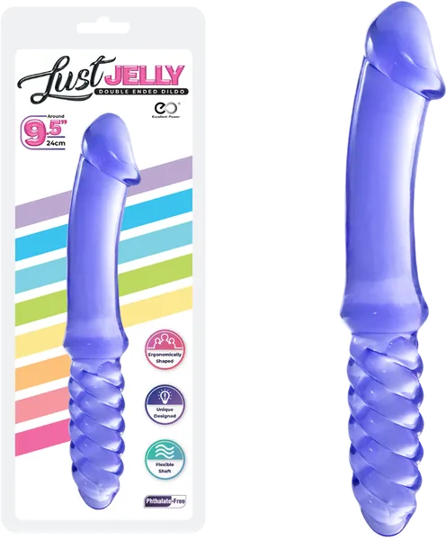 24cm Double Ended Dildo Jelly Ribbed 9.5