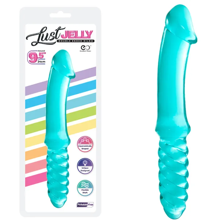 24cm Double Ended Dildo Jelly Ribbed 9.5