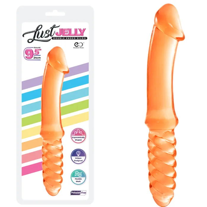 24cm Double Ended Dildo Jelly Ribbed 9.5