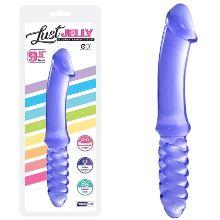 24cm Double Ended Dildo Jelly Ribbed 9.5