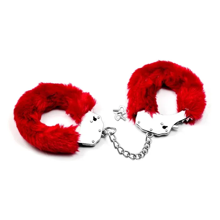 Fetish Pleasure Fluffy Hand Cuffs Red Lovetoy Vibrators