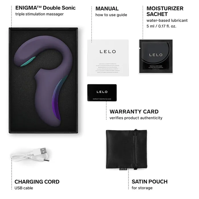 Lelo Vibrators | Lelo Enigma Double Sonic Triple Clitoral Stimulator APP Vibrator Purple