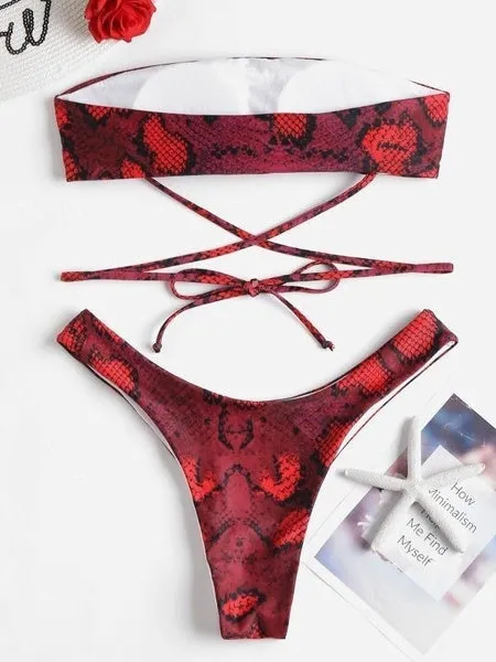 Perfectly Incorrect Vibrators | Snake Print Bandeau Bikini