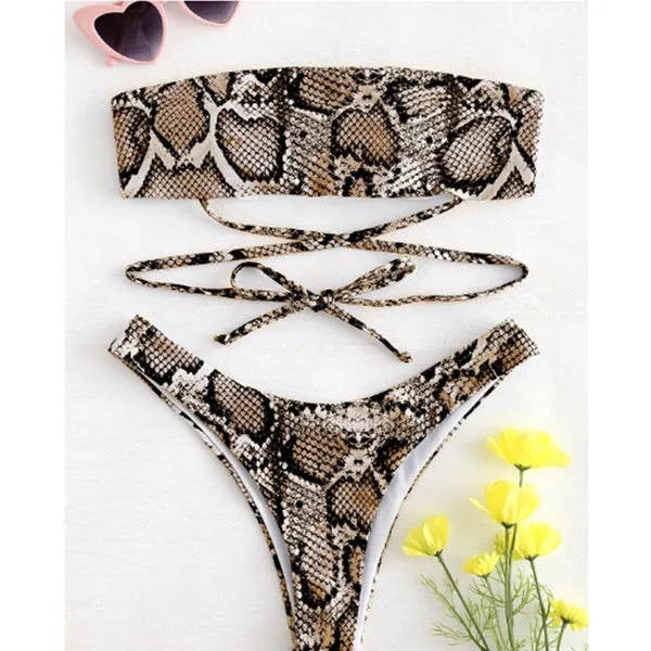 Perfectly Incorrect Vibrators | Snake Print Bandeau Bikini