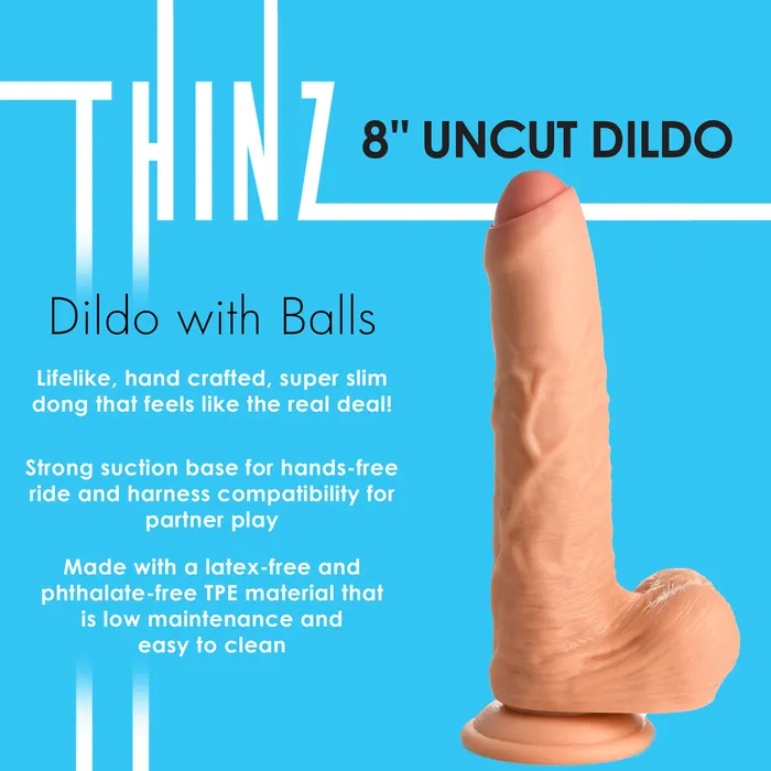 Thinz Dildos | 8 Inch uncut Dildo with Balls