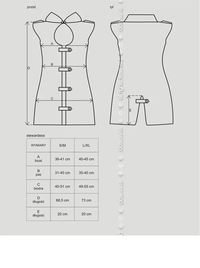 Vibrators | Obsessive Stewardess Costume 3pcs Grey