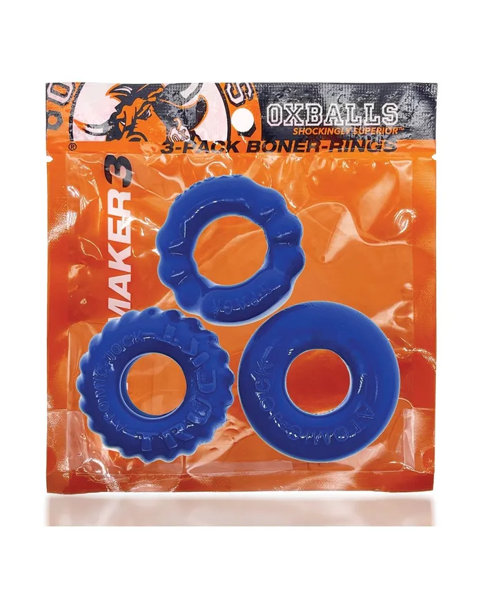 Vibrators | Oxballs Bonemaker 3 Pack Cockring Kit - Pool blue - Oxballs
